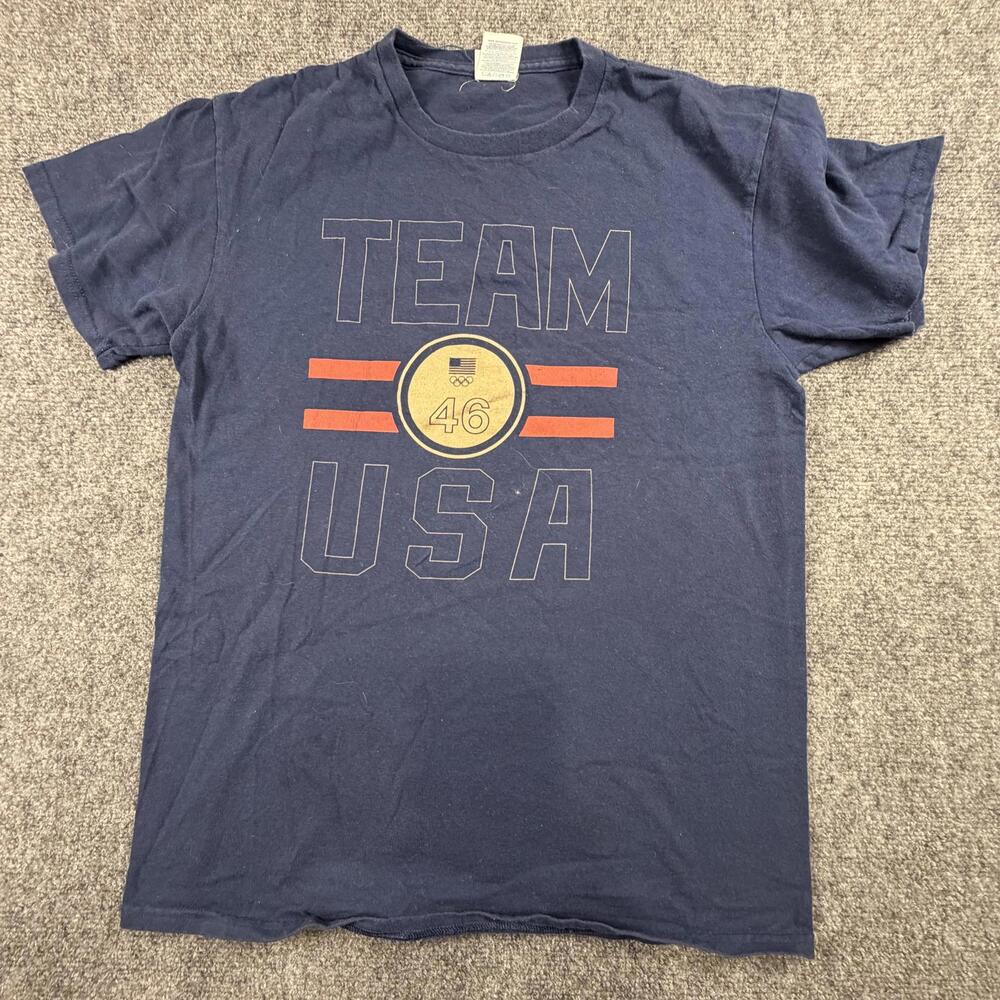 Delta Pro Weight Team USA Olympic 46 Graphic T-Shirt Navy Blue Mens Medium 1023